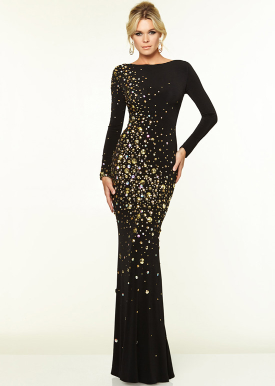 black gold long dress