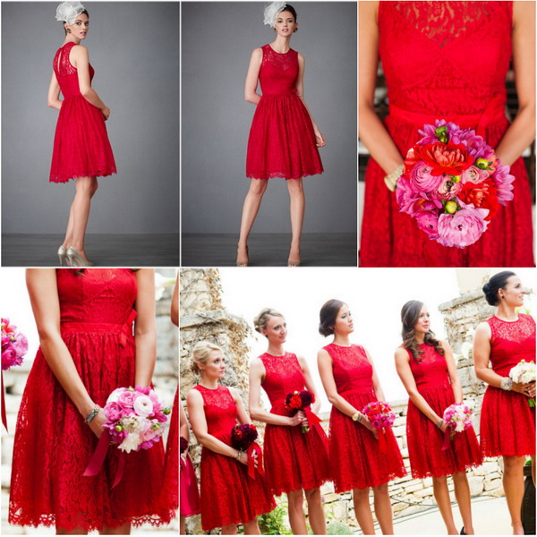 Dark Red Lace Bridesmaid Dresses & Popular Choice 2017
