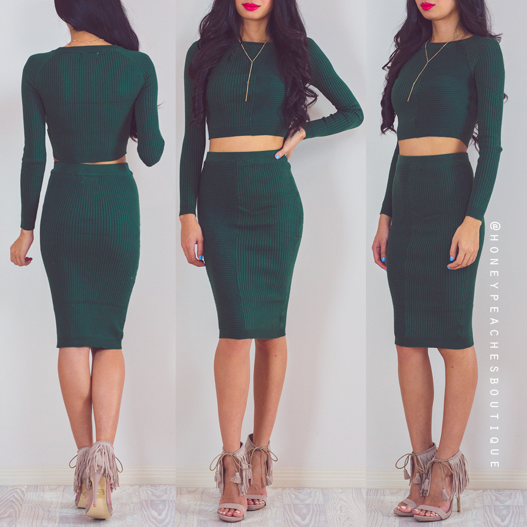 Emerald Green Two Piece Dress - Always In Fashion For All Occasions