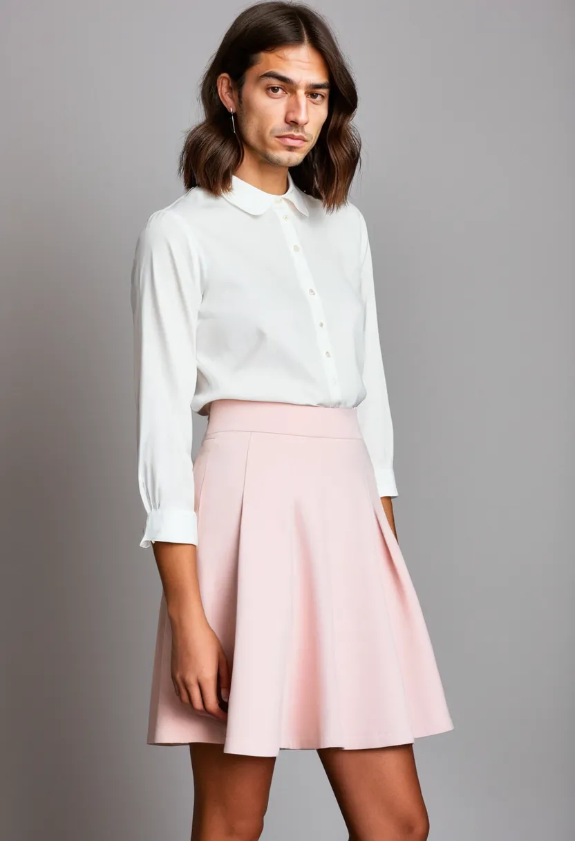 Foundational feminine wardrobe pieces featuring clean essential fabrics and soft color palette in a neon noir studio