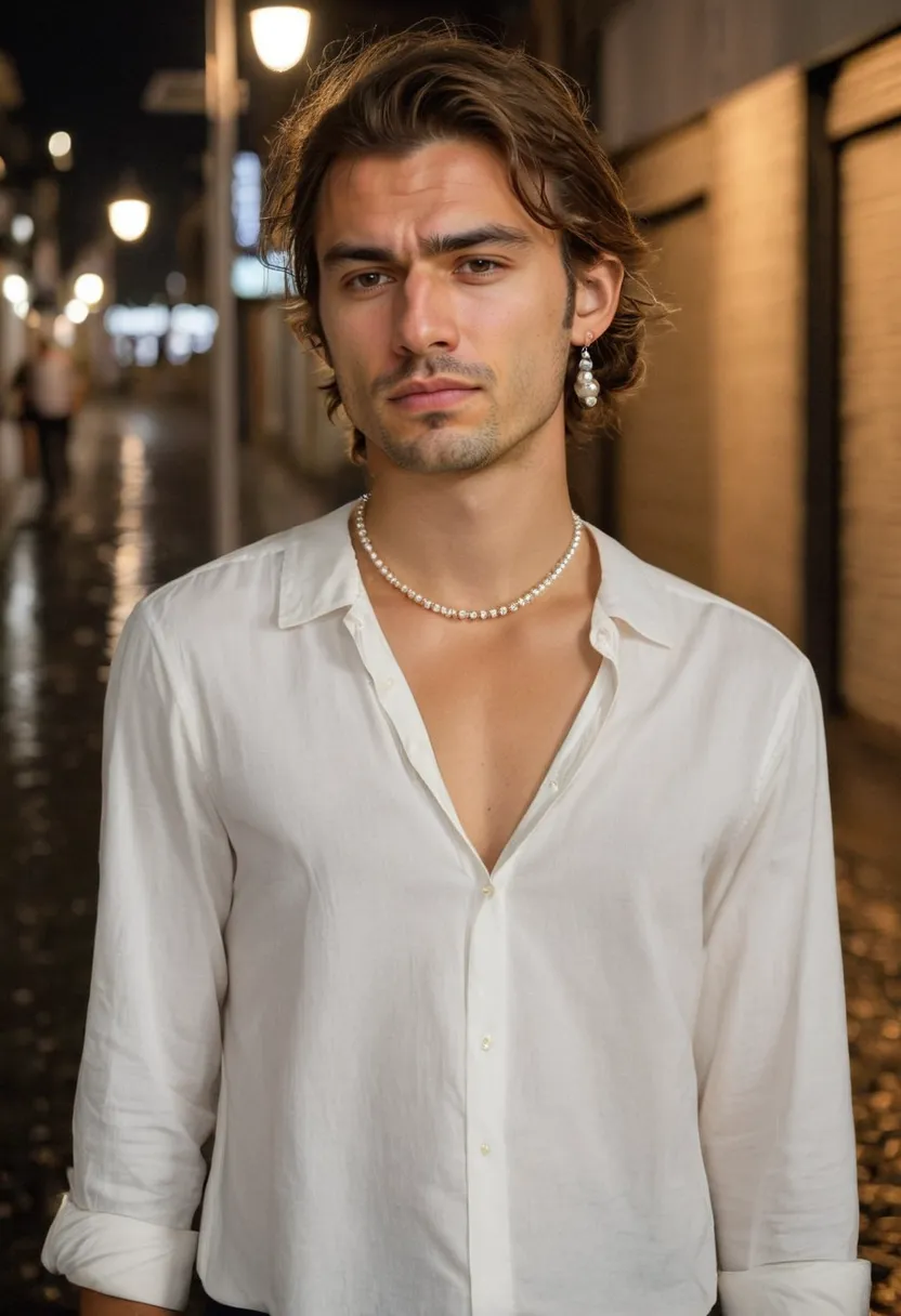 Simple white blouse with delicate pearl jewelry and subtle feminine accessories
