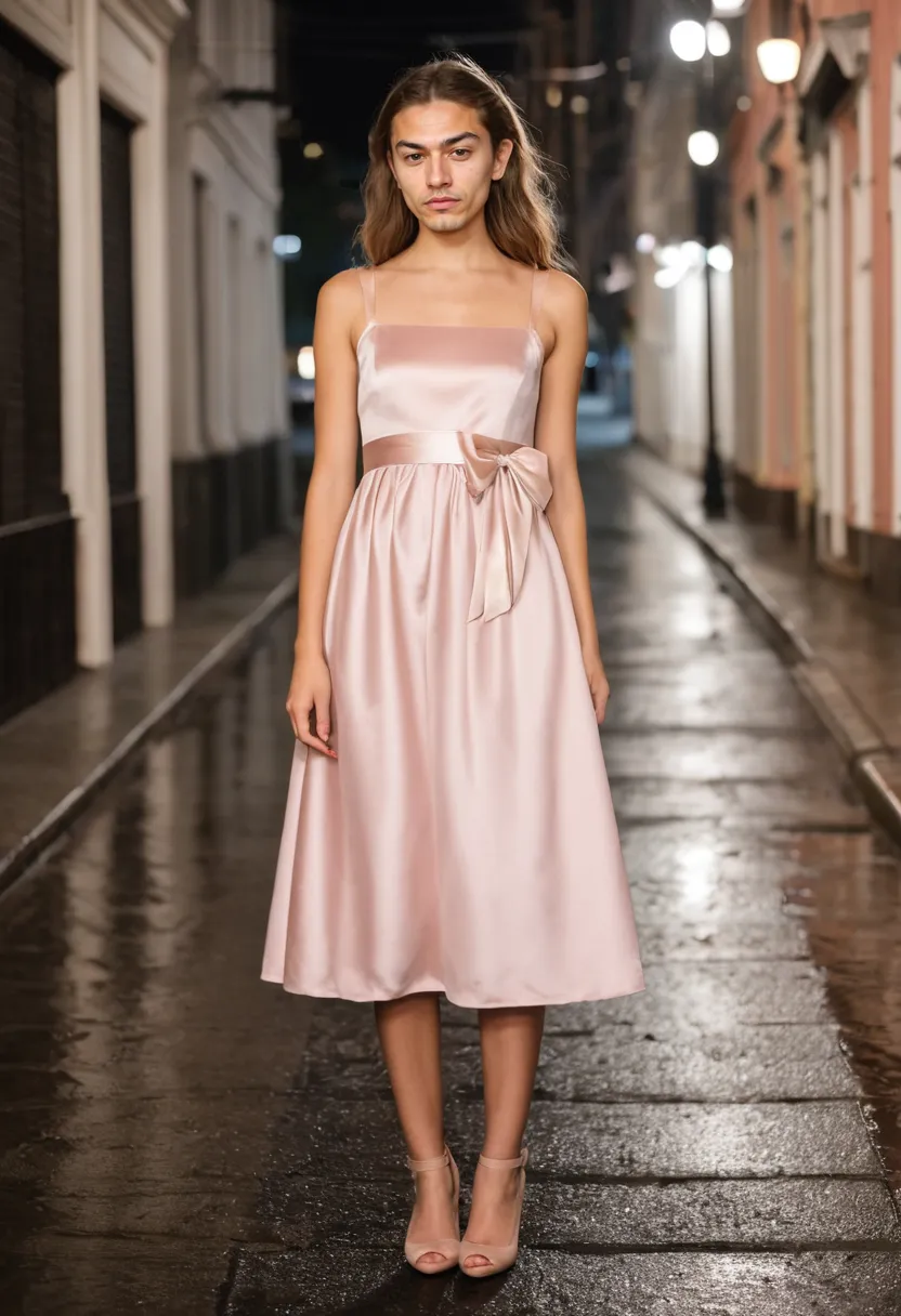 Tonal pastel look with perfectly matched fabric and satin ribbon accessory detail