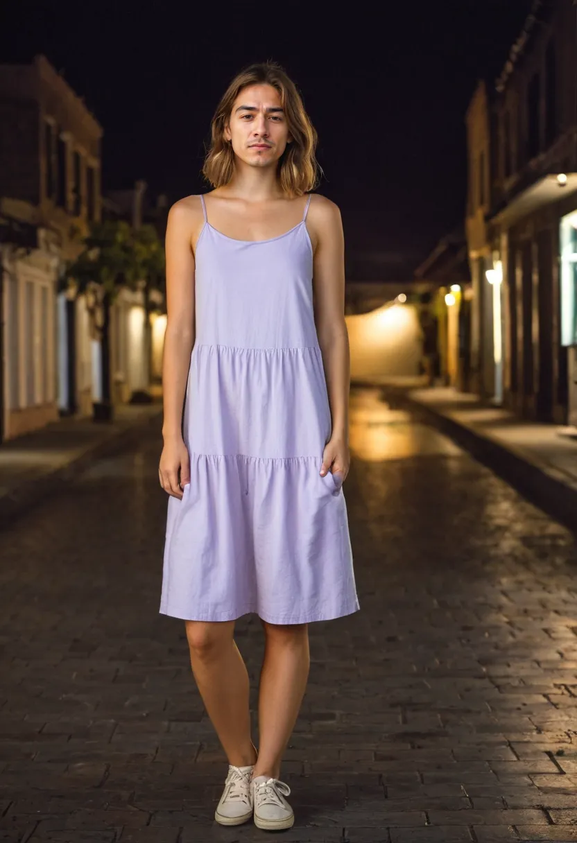 Lightweight lavender sundress in simple comfortable style