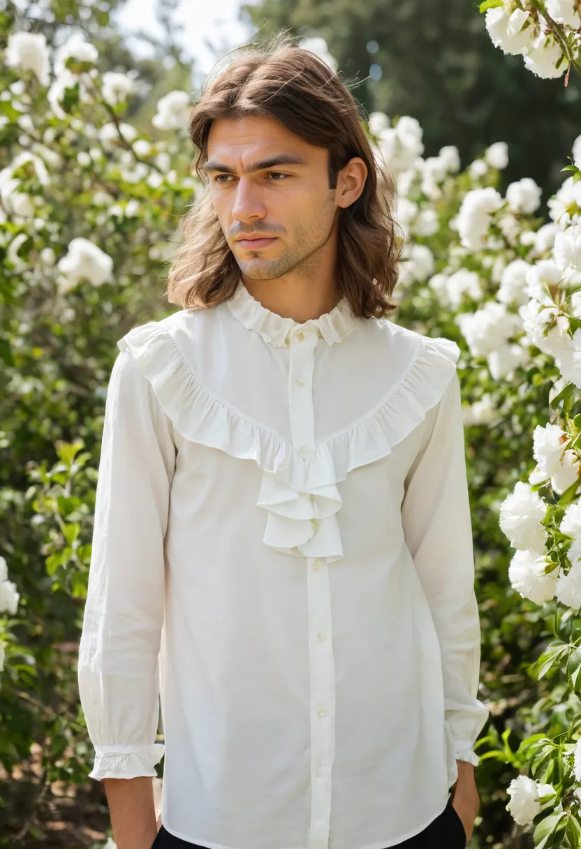 contemporary understated ruffle shirt in smooth lightweight cotton with soft unstructured ruffles and gentle folds