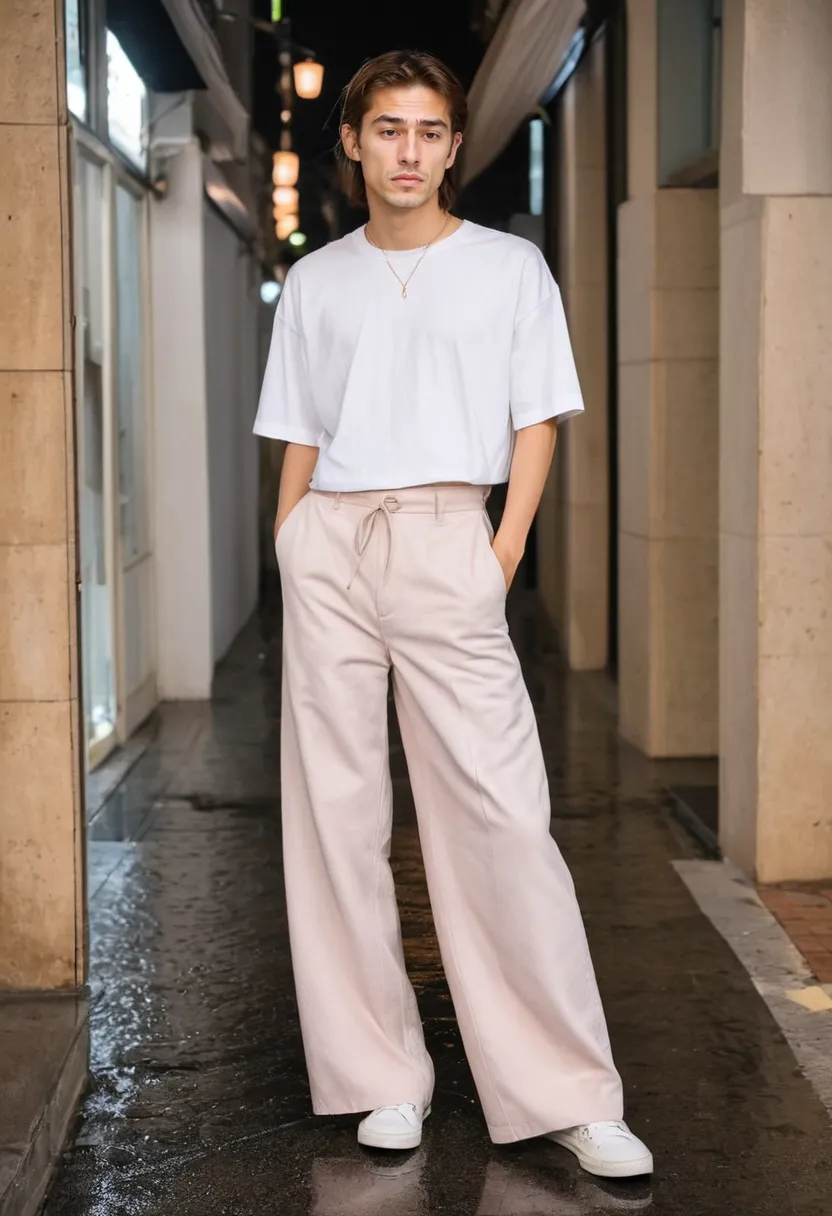 Soft boy Korean aesthetic outfit with smooth clean fabrics and minimal design
