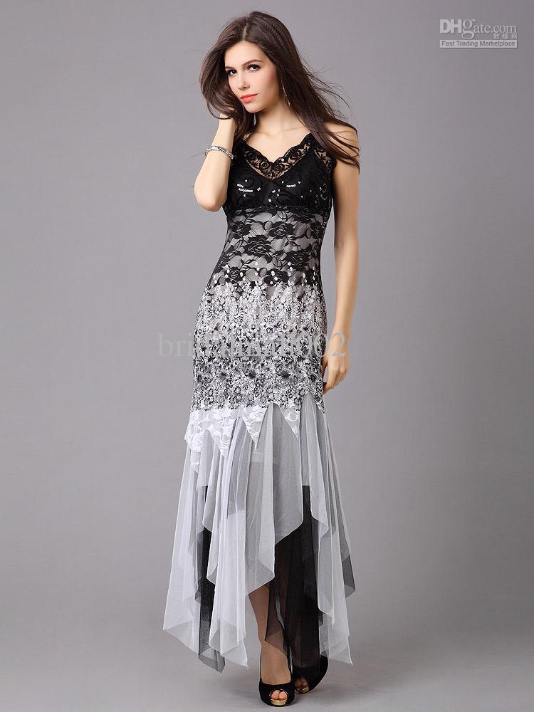 Black And White Lace Gown : New Fashion Collection