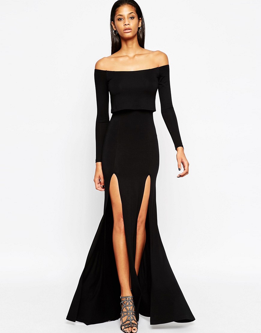 Black Split Sleeve Dress - Oscar Fashion Review