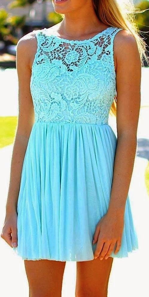 Blue Dress With Lace Top & Best Choice