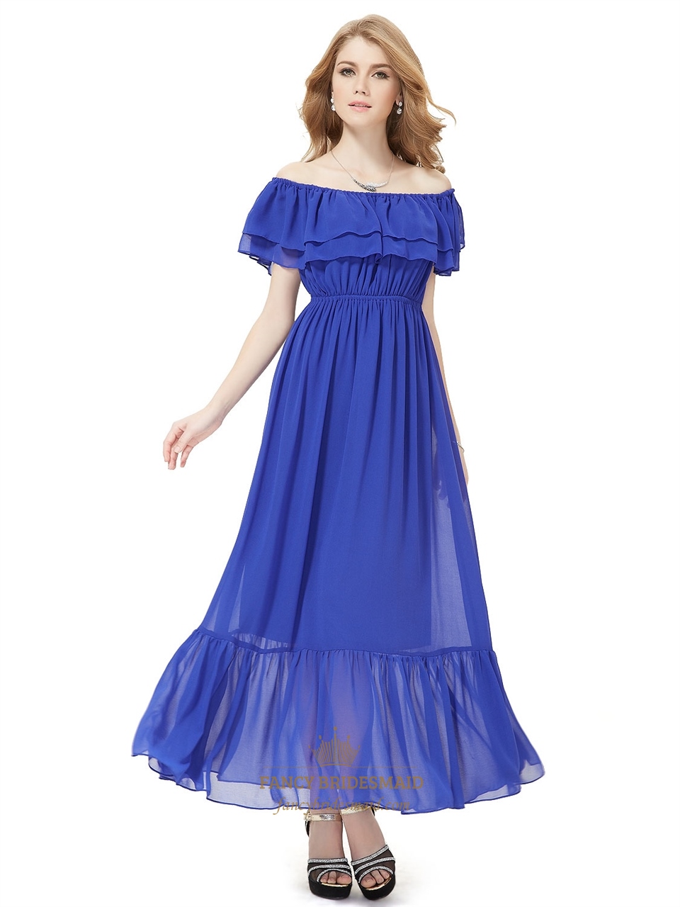 Blue Shoulder Dress - Fashion Outlet Review