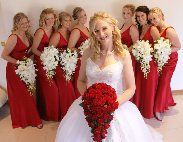 Bridesmaid Dresses In Red And White & Elegant And Beautiful