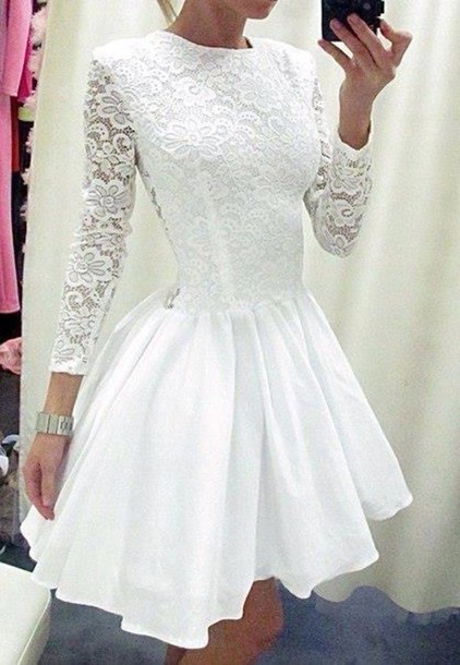 Fit And Flare Lace Long Sleeve Dress - Best Choice