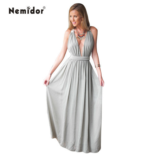 Grey Backless Maxi Dress : Make Your Evening Special