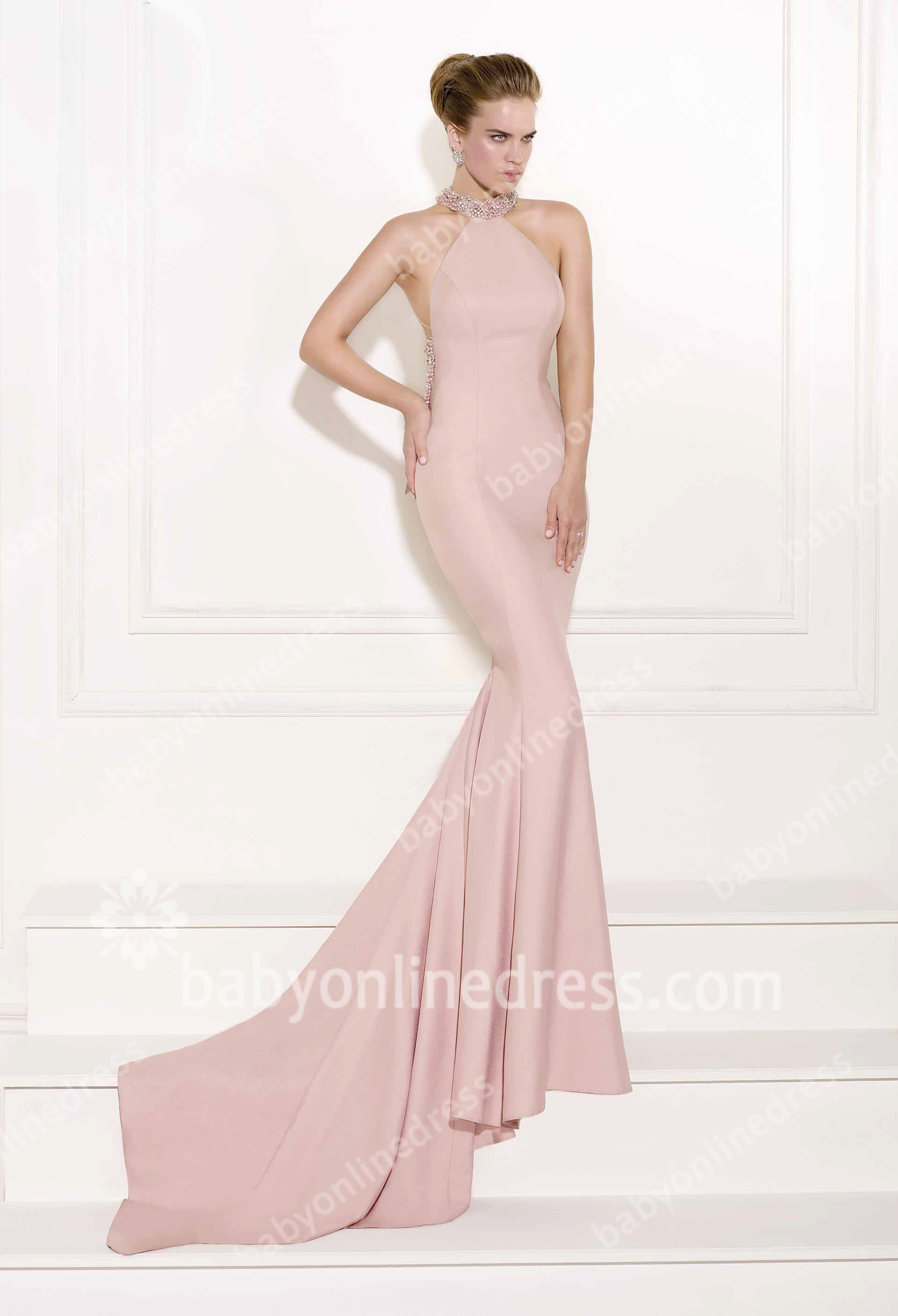 Light Pink Backless Dress - Style 2017-2018