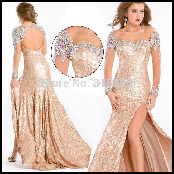 Long Sleeve Champagne Sequin Dress And Perfect Choices
