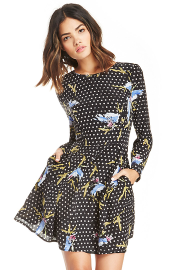 Long Sleeve Fit And Flare Midi Dress - Make Your Life Special
