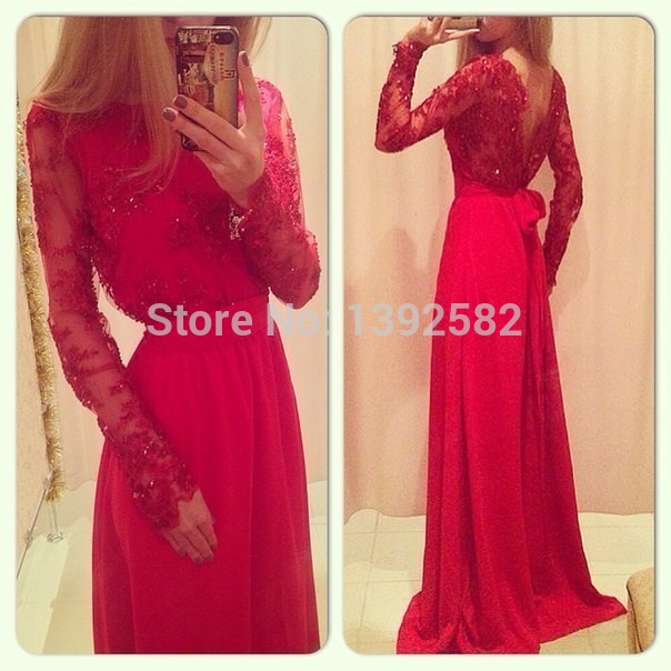 Long Sleeve Floor Length Red Dress : Always In Style 2017-2018