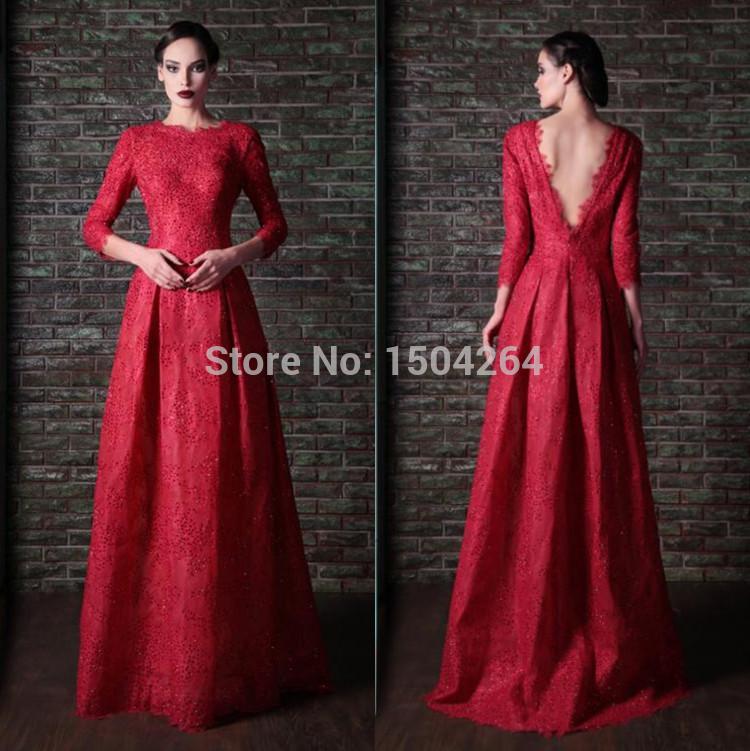 Long Sleeve Floor Length Red Dress : Always In Style 2017-2018