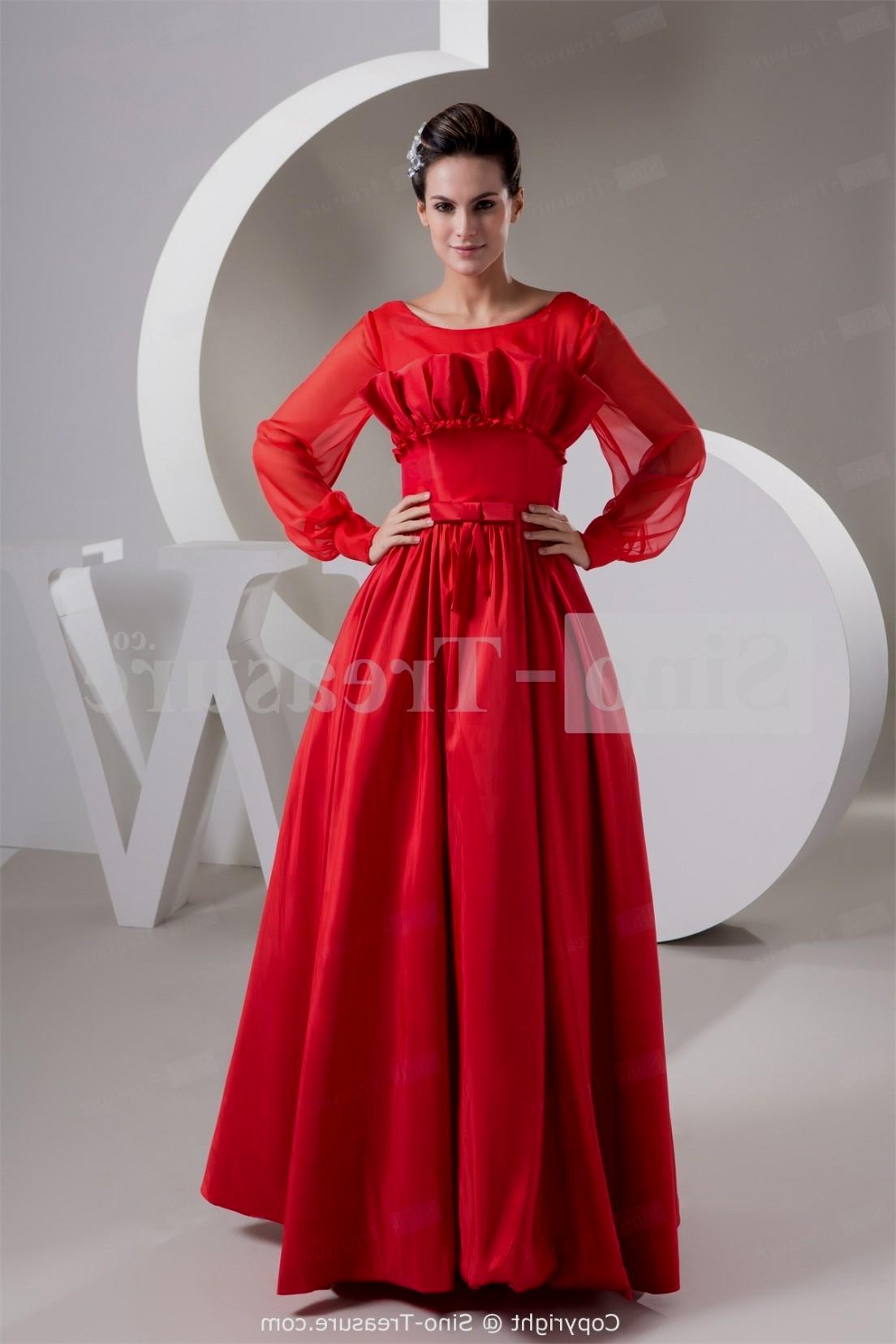 Long Sleeve Floor Length Red Dress : Always In Style 2017-2018