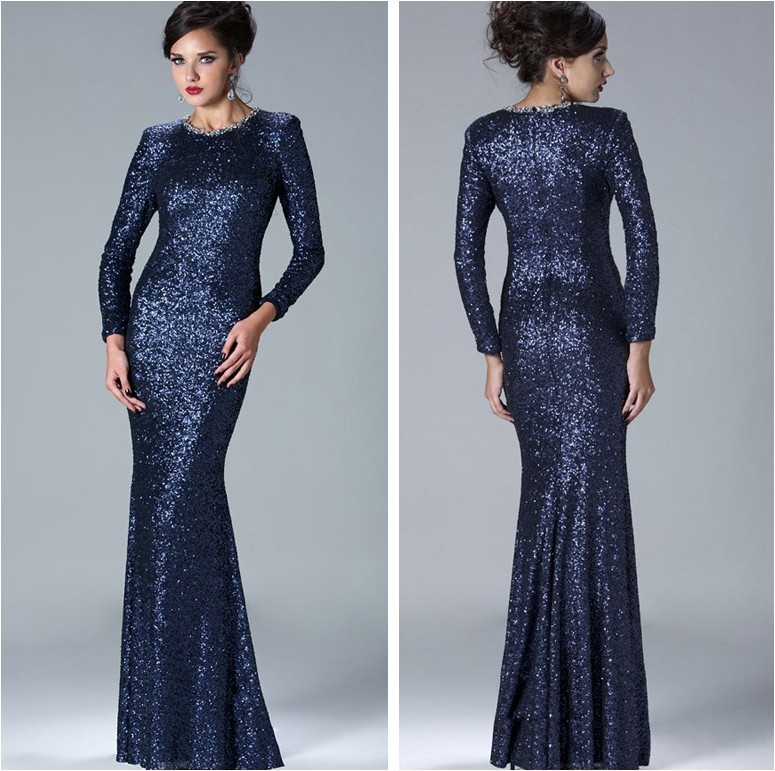 Long Sleeve Glitter Maxi Dress - Online Fashion Review