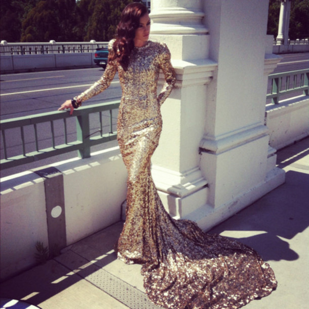 Long Sleeve Glitter Maxi Dress - Online Fashion Review