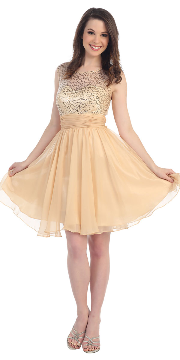 Metallic Champagne Dress - Fashion Outlet Review