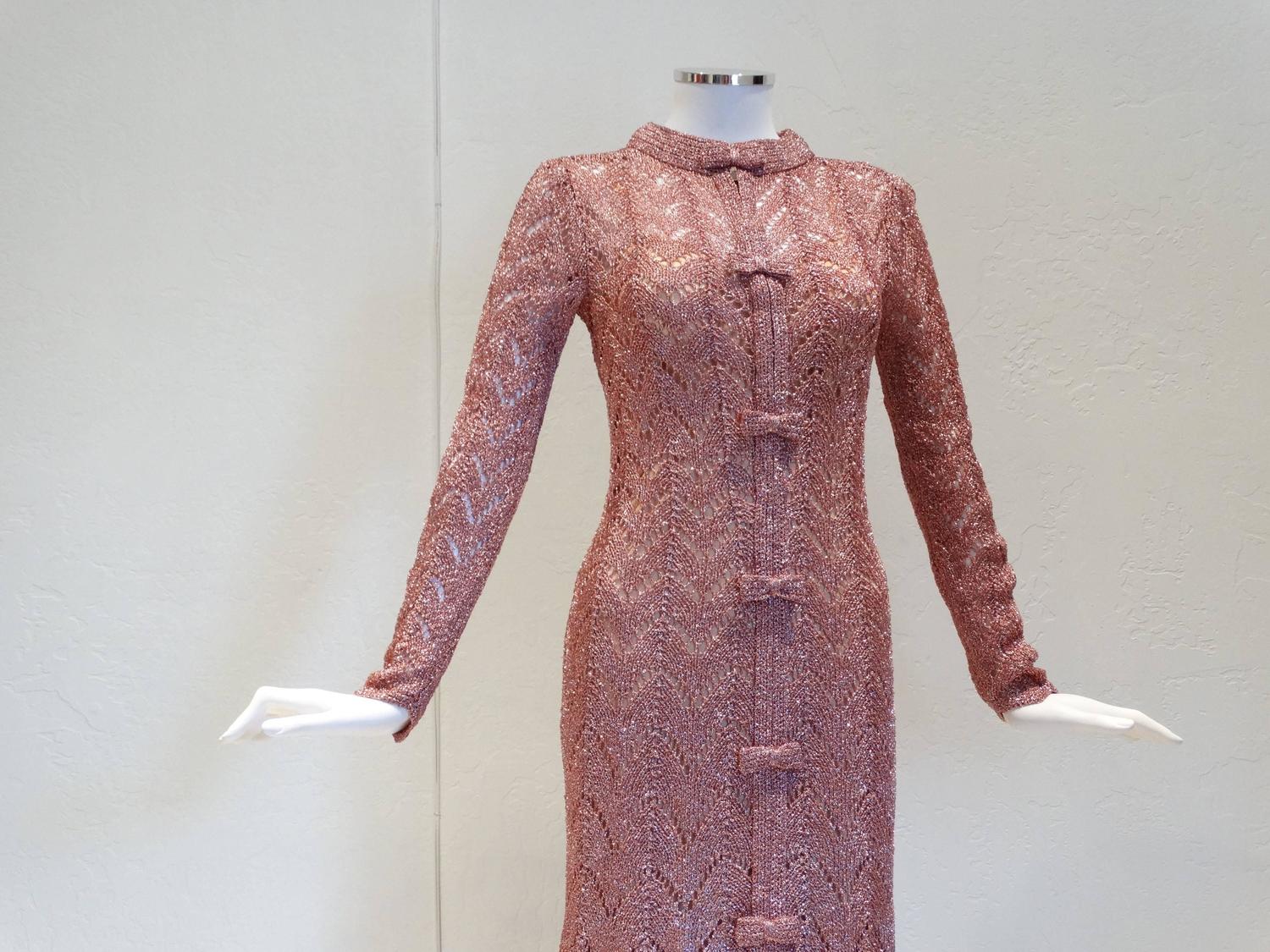 Metallic Crochet Dress - Oscar Fashion Review