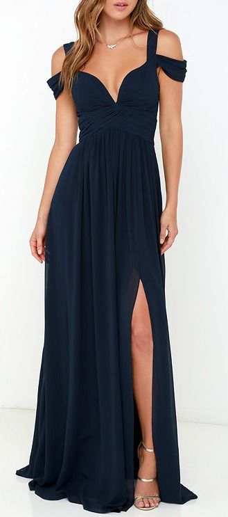 Navy Off The Shoulder Maxi Dress - How To Pick