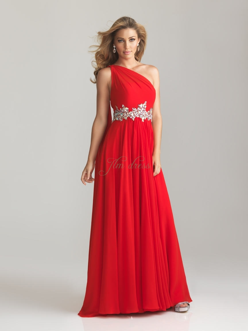 One Shoulder Red Bridesmaid Dresses : Make Your Evening Special