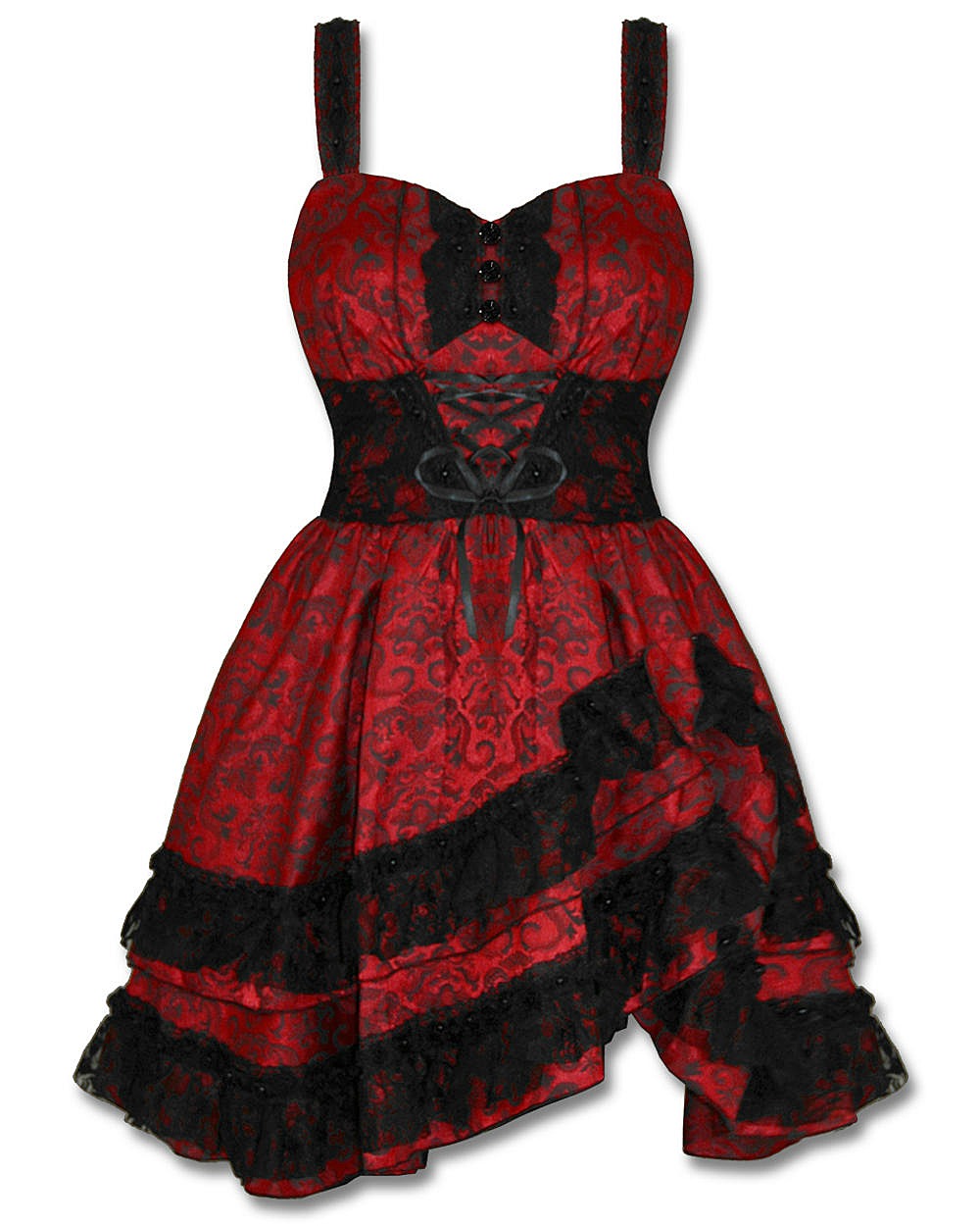 Red With Black Lace Dress And Popular Styles 2017