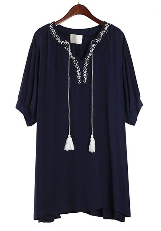 Short Sleeve Navy Blue Dress - Make You Look Like A Princess