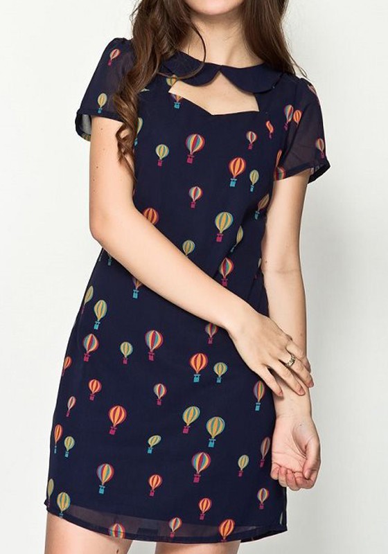 Short Sleeve Navy Blue Dress - Make You Look Like A Princess