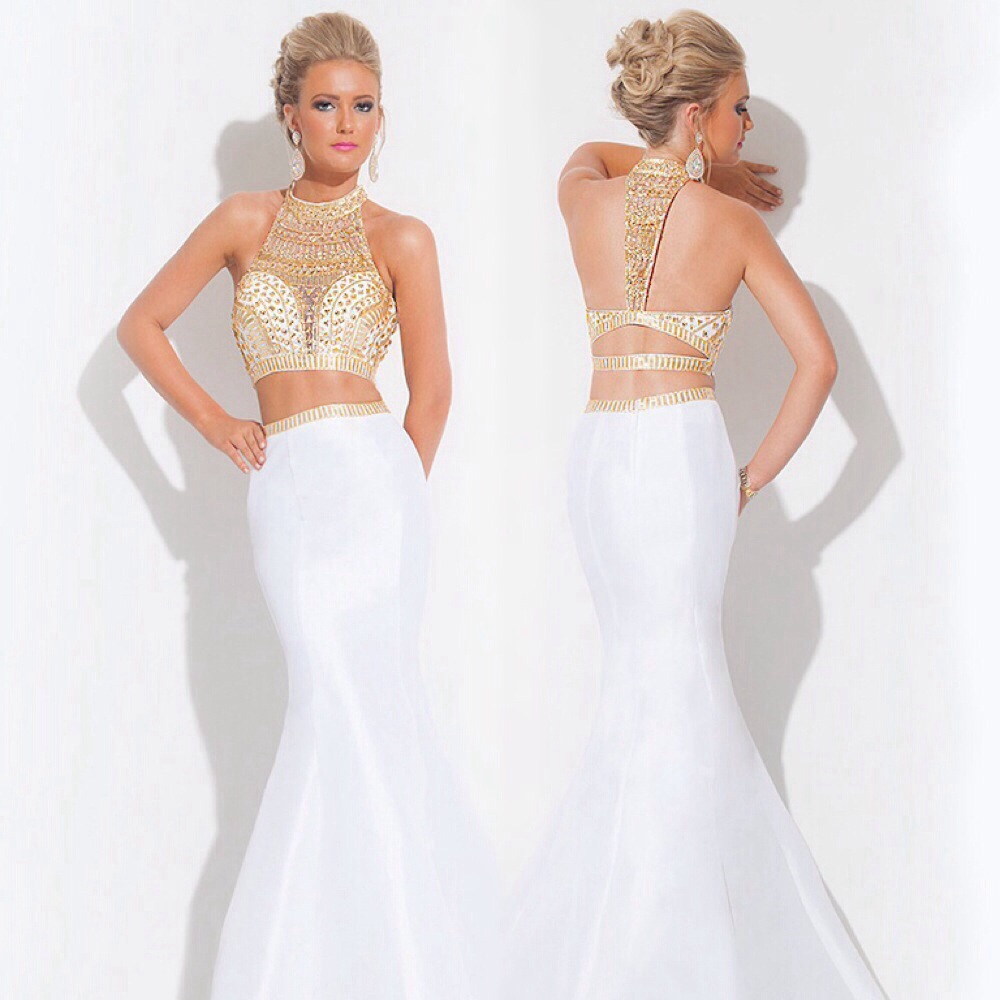 Two Piece White And Gold Prom Dress : A Wonderful Start