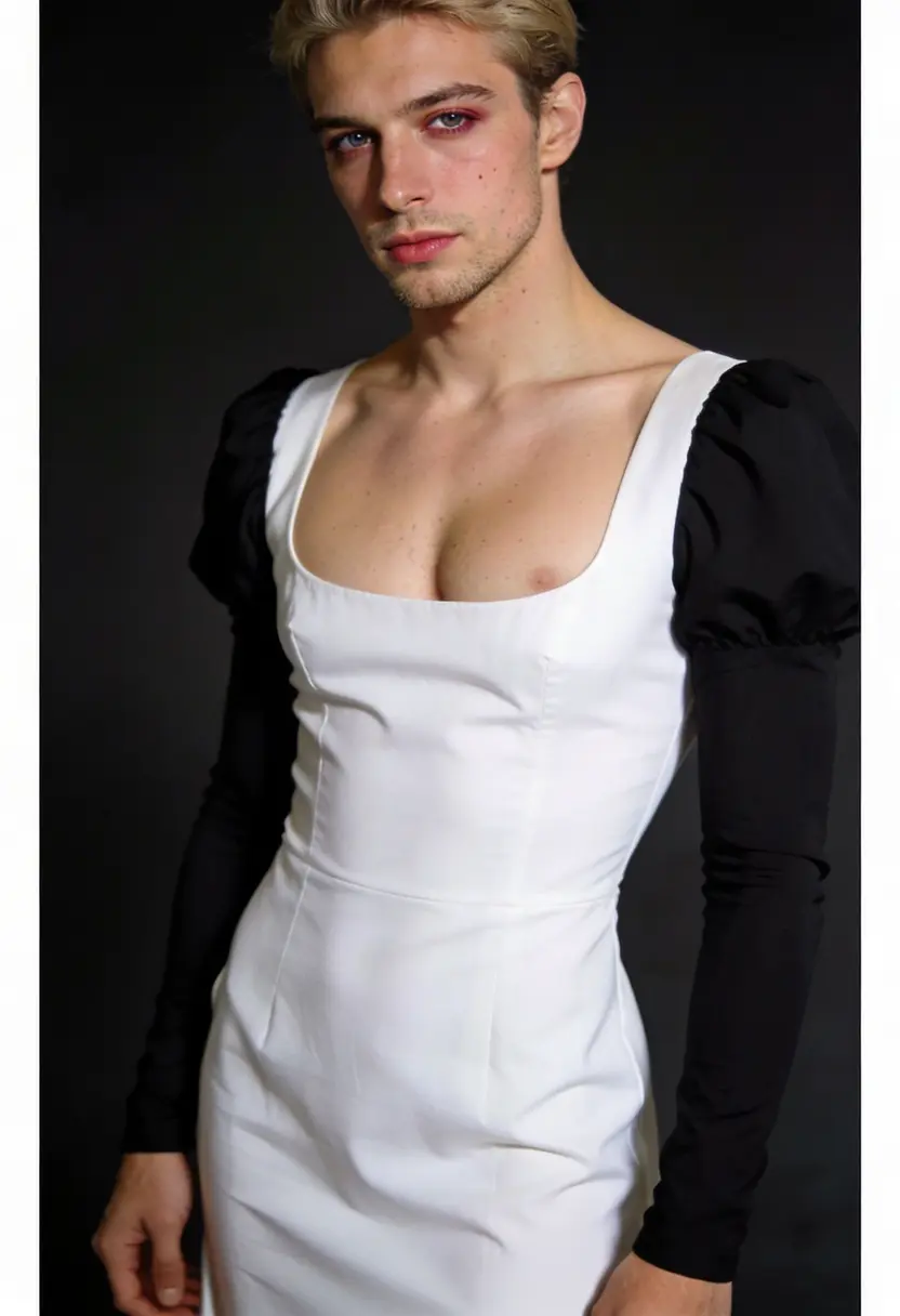 crossdressing boy black long sleeves dark background