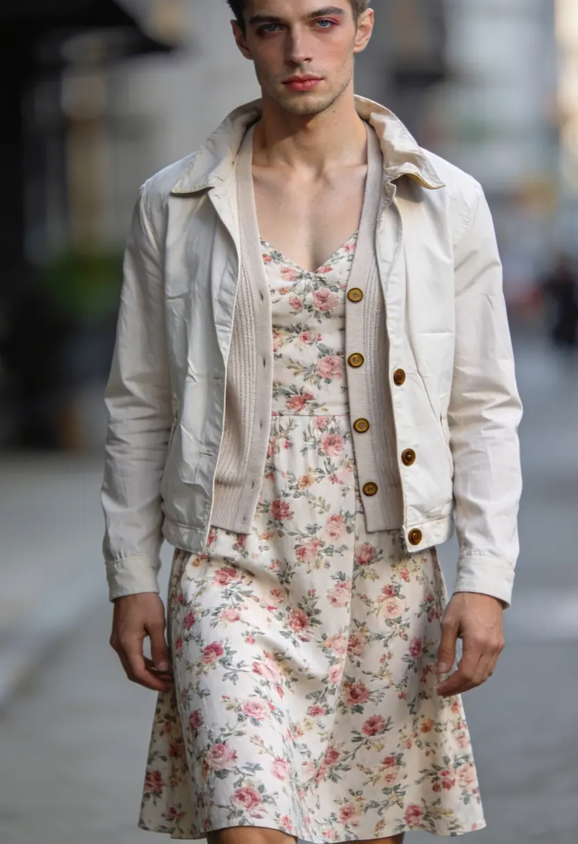 crossdressing boy cardigan light jacket layers