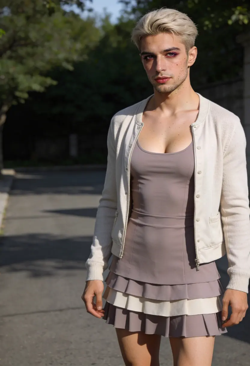 crossdressing boy cardigan light jacket skirt