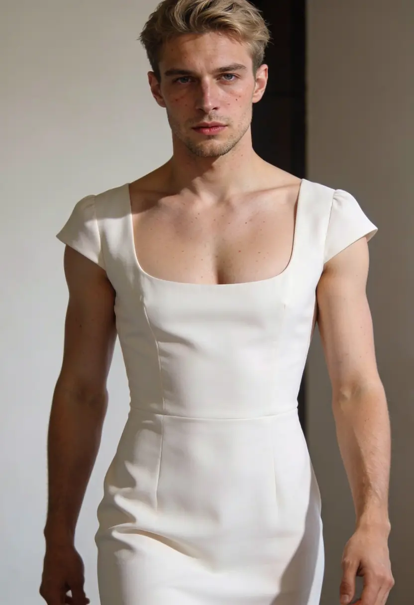 crossdressing boy clean minimal look no accessories