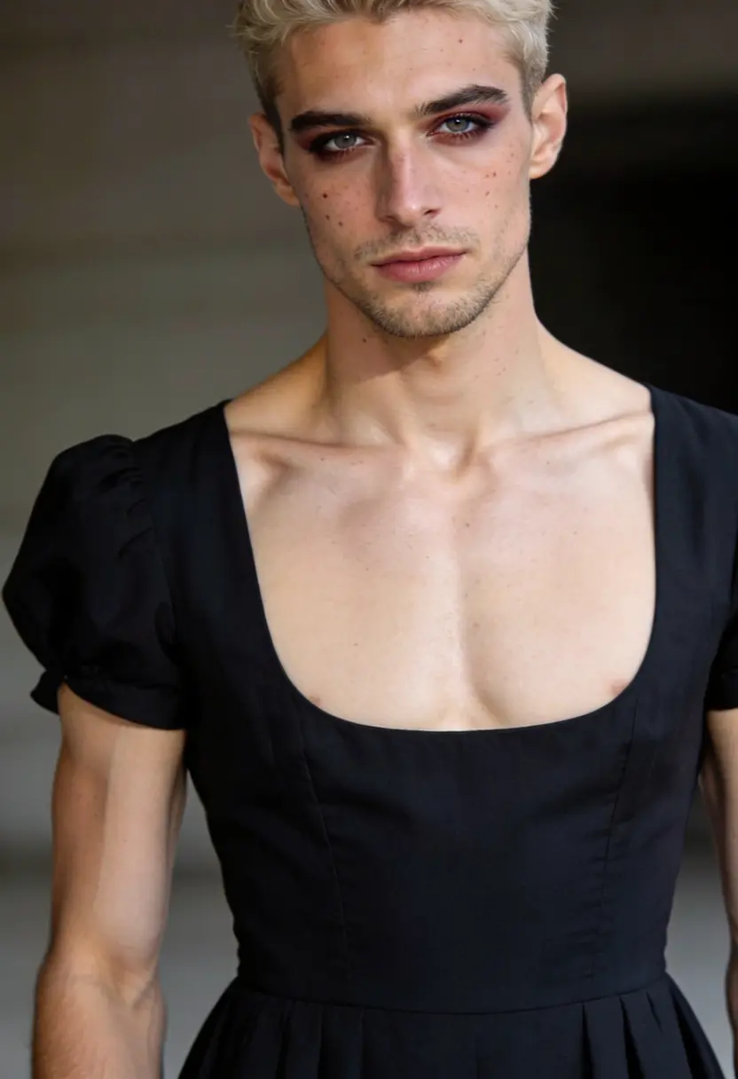 crossdressing boy defined makeup balancing element