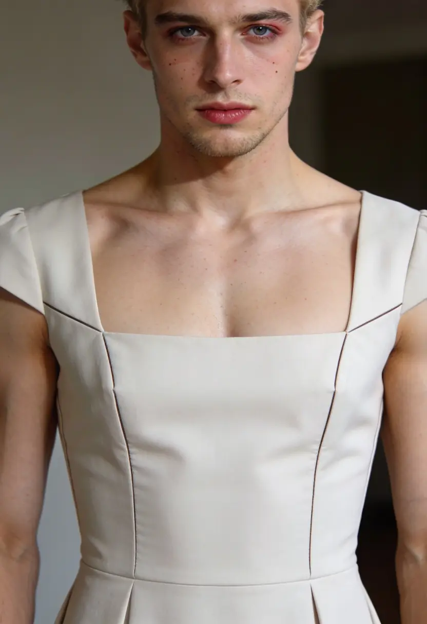 crossdressing boy defined seams tailored sharp outline