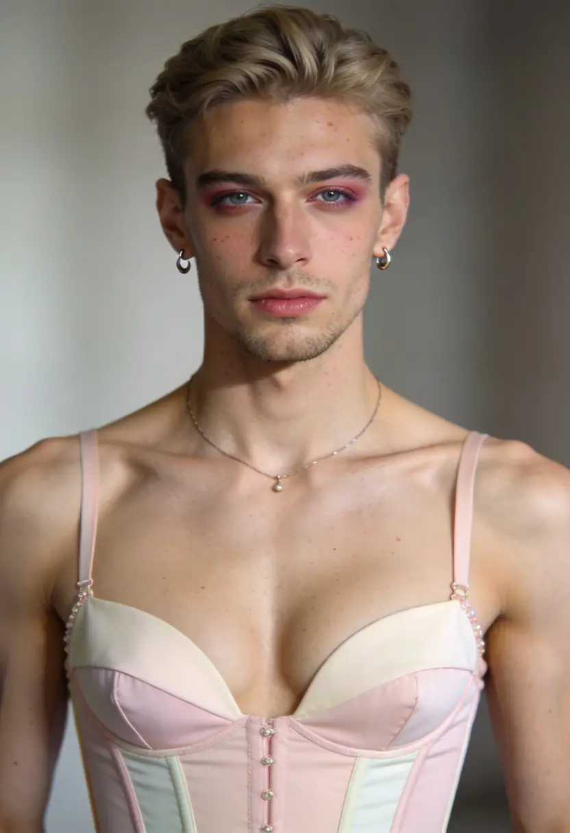 crossdressing boy defined silhouette color palette accessories