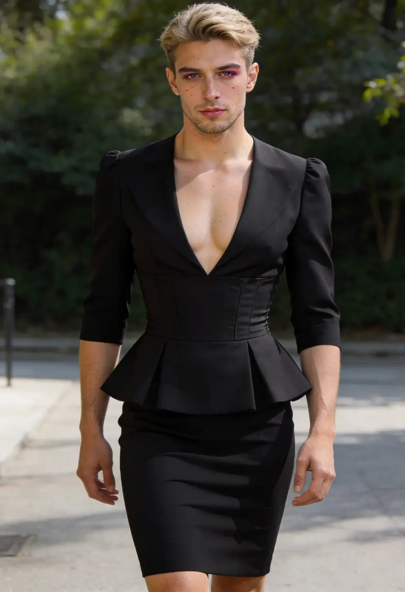 crossdressing boy defined waist shaping elegant silhouette