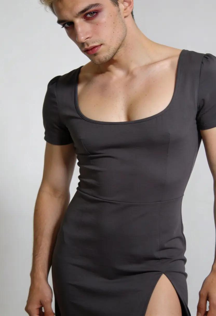 crossdressing boy feminine cut right hemline nice neckline
