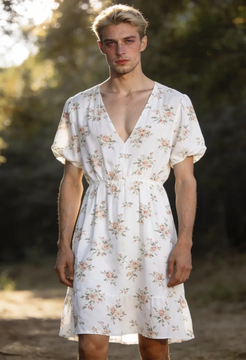 crossdressing boy floral print relaxed genuine