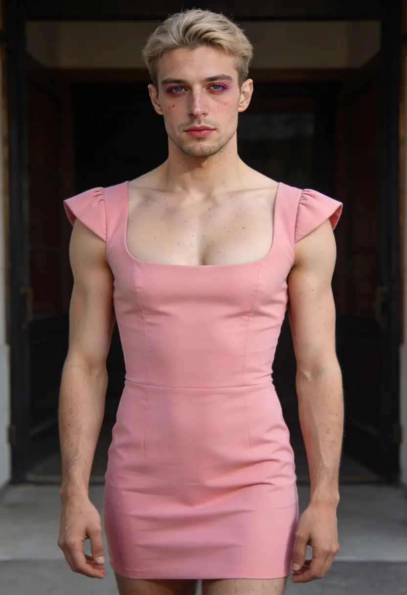 crossdressing boy good fit shoulder seam right grounded look