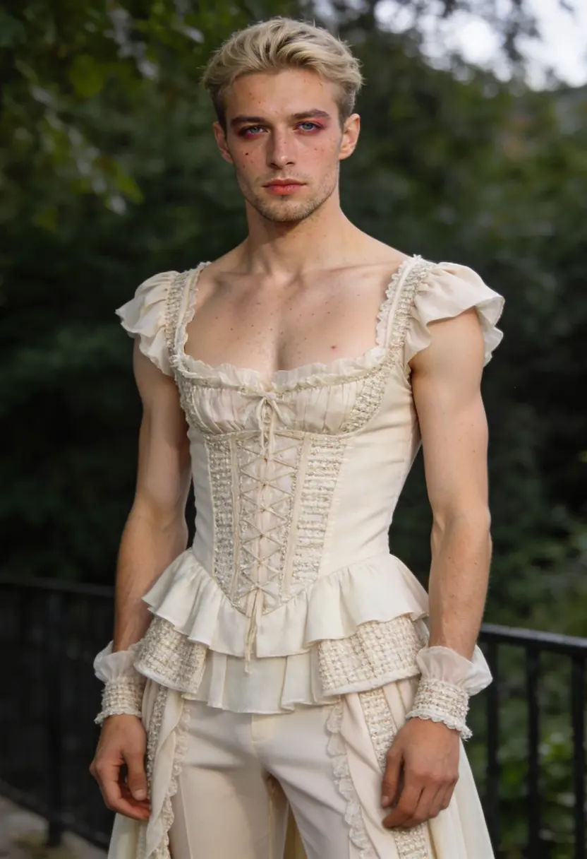 crossdressing boy layered textured outfit consistent color story