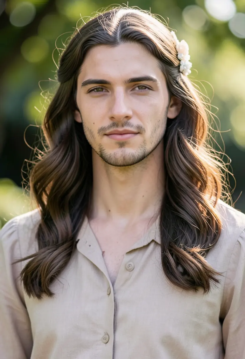 crossdressing boy long wavy wig