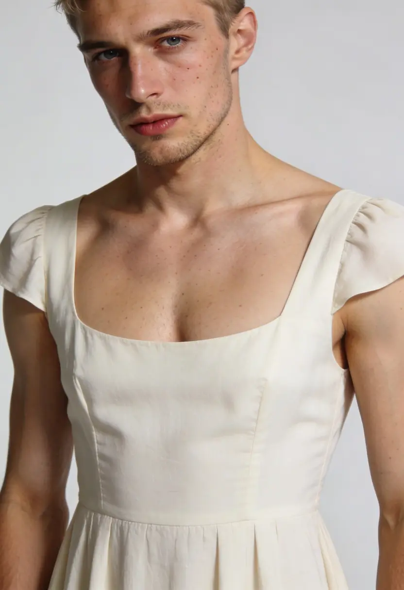 crossdressing boy minimal makeup lightweight fabric casual