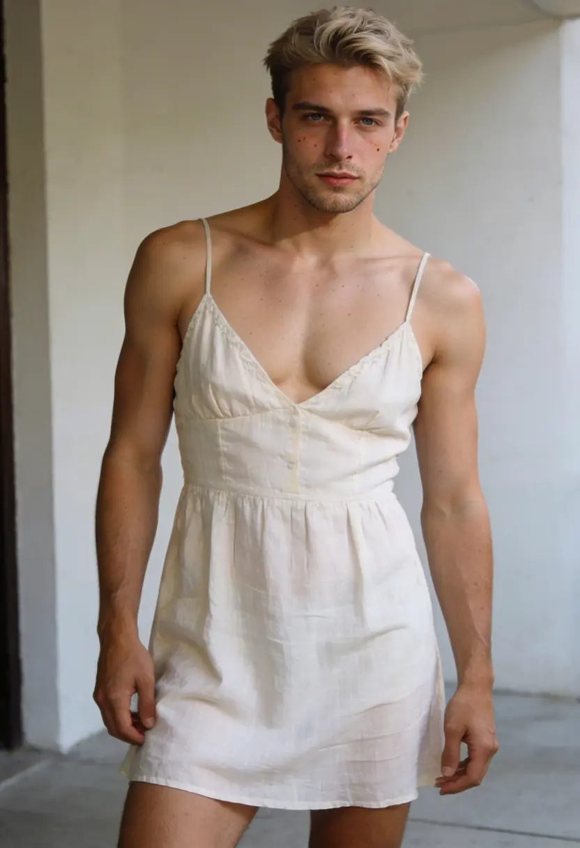 crossdressing boy minimal makeup natural light