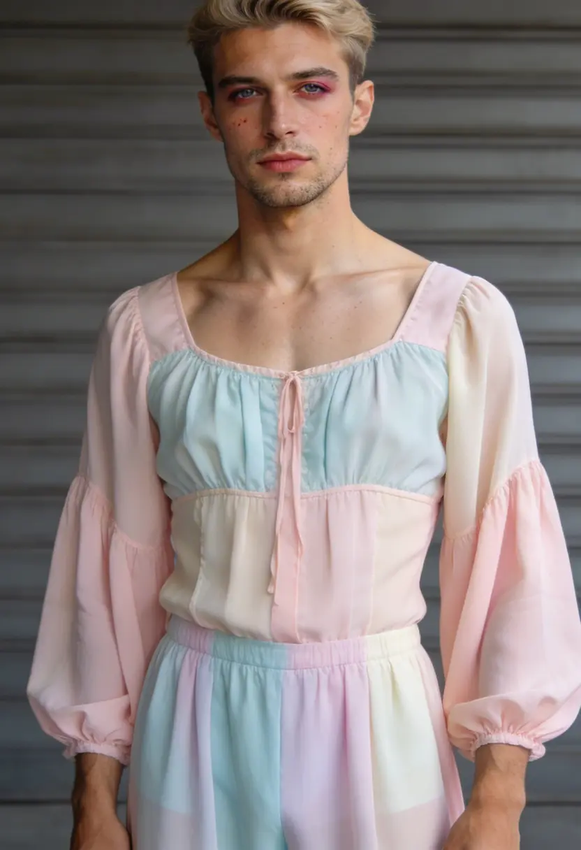 crossdressing boy pastel shades soft palette