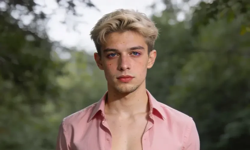 crossdressing-boy-pink-blouse-tucked-in-black-skirt-defined-waist