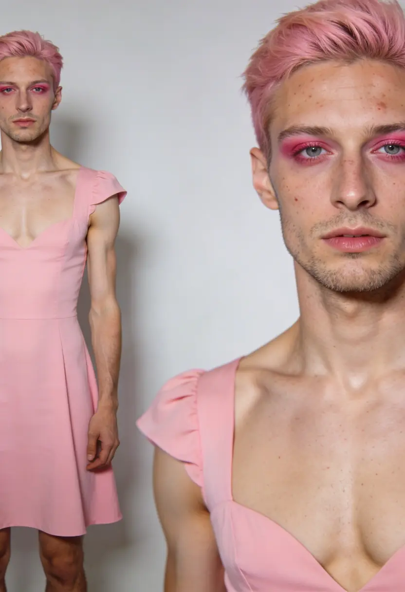 crossdressing boy pink makeup color coordination cohesive look